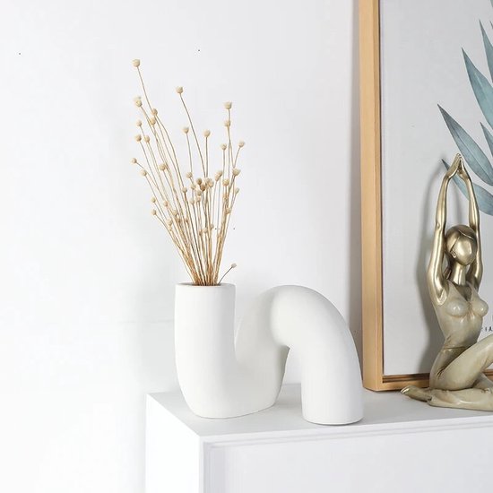 Vase en céramique | Design nordique | Accessoires de maison | Blanc