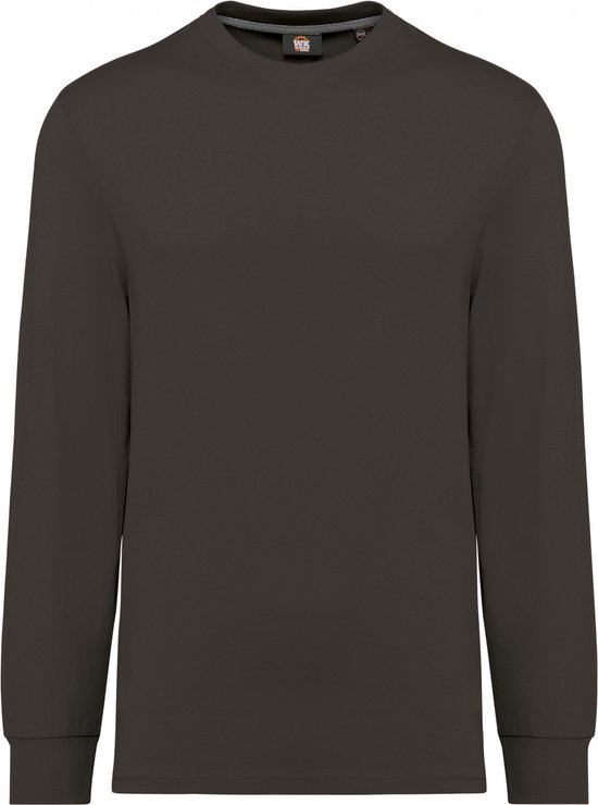 T-shirt Unisex S WK. Designed To Work Ronde hals Lange mouw Dark Grey 100% Katoen
