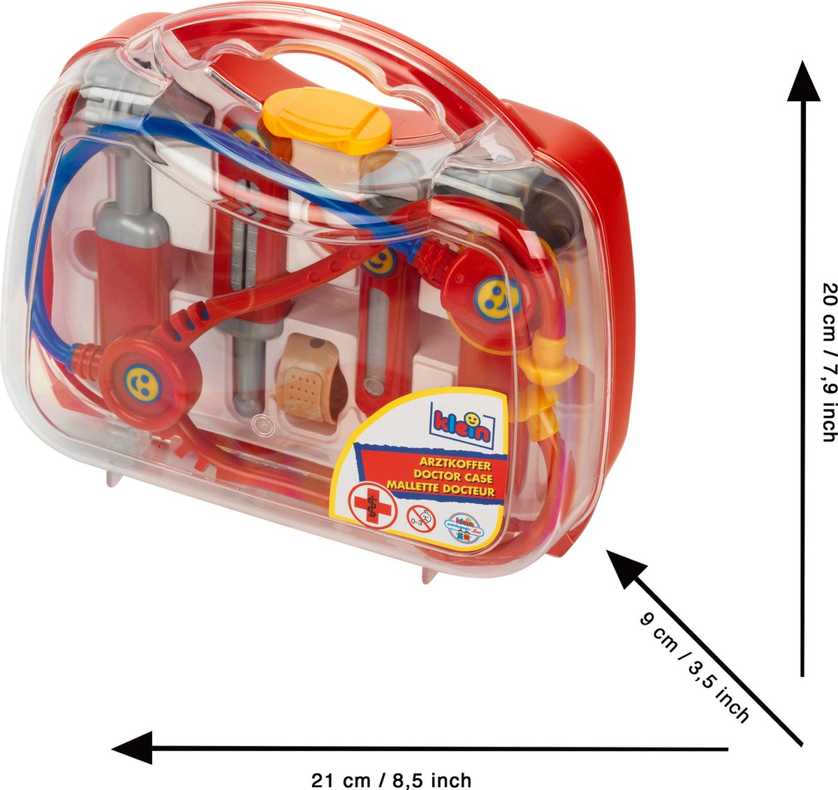 Klein Toys transparante dokterskoffer - incl. speelgoedinstrumenten - 22x8,5x19,5 cm - rood — afbeelding 3
