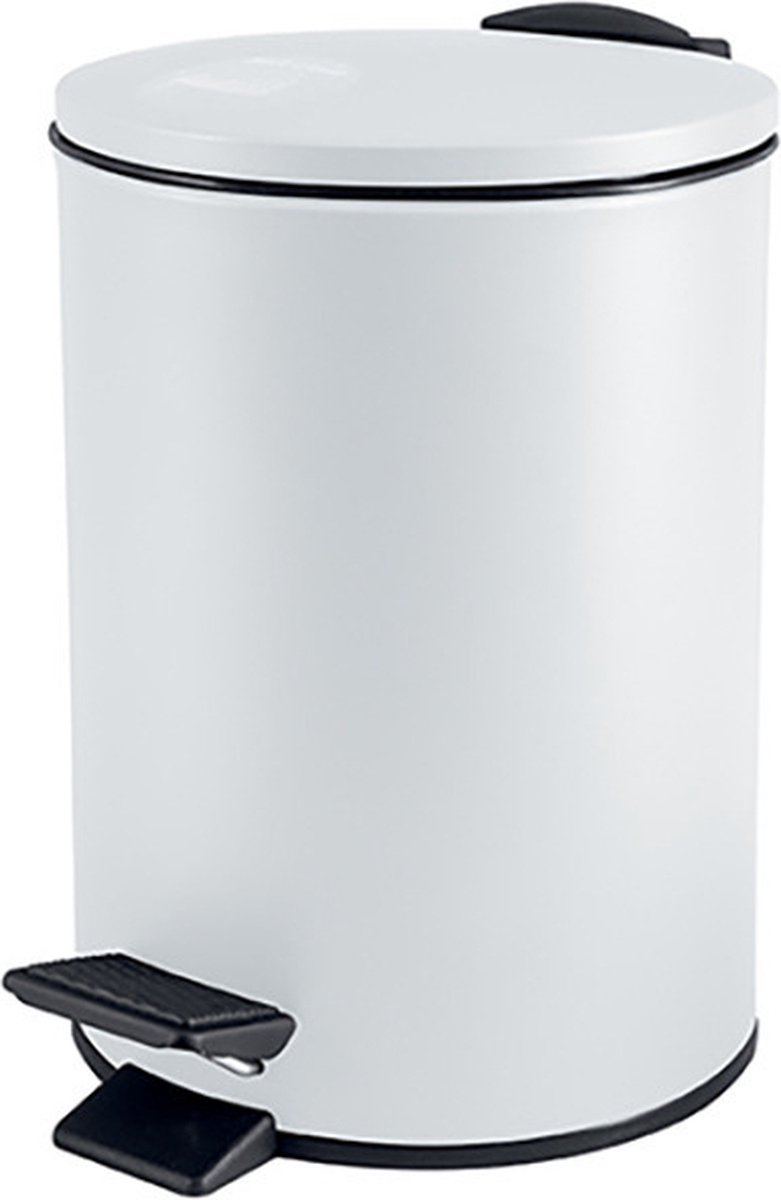Goedkoopste Spirella Pedaalemmer Cannes - wit - 3 liter - metaal - L17 x H25 cm - soft-close - toilet/badkamer