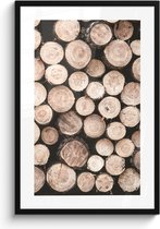 Fotolijst inclusief poster 60x90 cm - Boomstammen natuur - Foto in lijst - Wanddecoratie hout natuurlijk - Landelijke decoratie home - Houten lijsten fotohouder - Posters in kaders industrieel - Wissellijst - Fotokaders - Photo frame