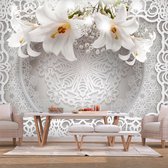 Fotobehangkoning - Behang - Vliesbehang - Fotobehang - Lilies and Ornaments - Lelie Ornament - Lelies - 150 x 105 cm