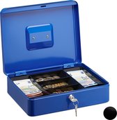 relaxdays Geldkist - geldkistje - geldkluis - documentenkluis - grote geldkist - sleutels blauw