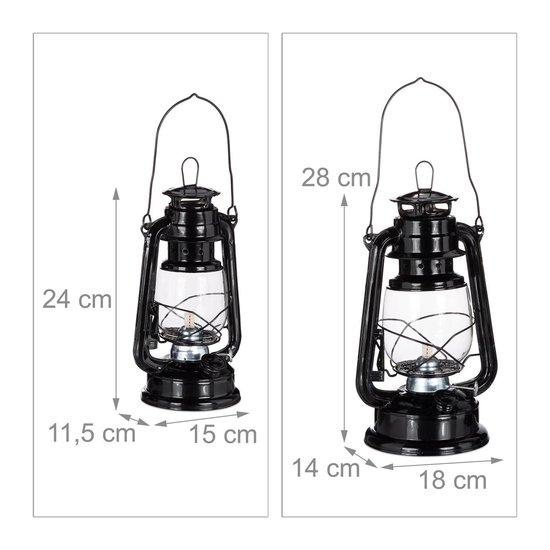 relaxdays olielamp set 2 stuks - stormlamp - petroleumlamp - windlicht - stormlantaarn zwart — afbeelding 5