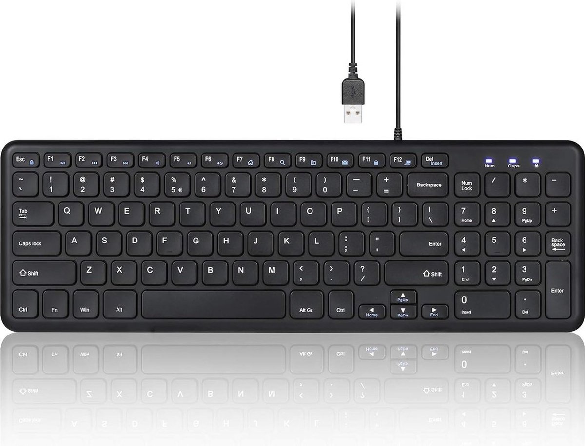 Perixx Periboard 213U Slim 90% Bedraad toetsenbord met stille toetsen - X Type Scissor toetsen - QWERTY/US - 90% - 1800 toetsenbord - Zwart
