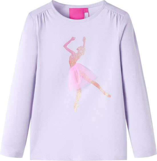 vidaXL-Kindershirt-met-lange-mouwen-ballerinaprint-140-lichtlila