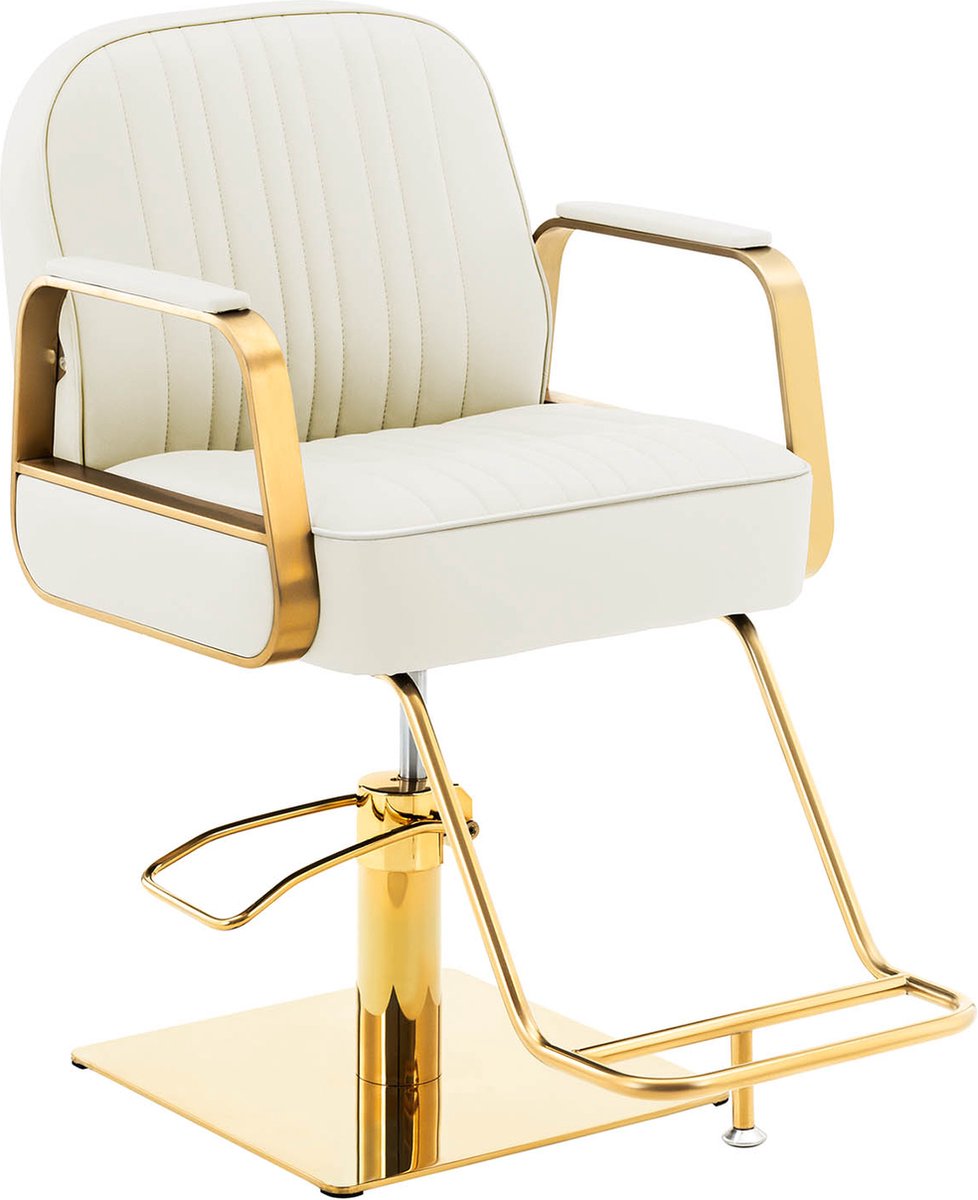 Goedkoopste physa - Kappersstoel met voetensteun - 920 - 1070 mm - 200 kg - Crème/Goud