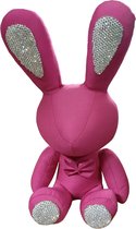 Pink bunny - glitter steentjes - pink - bekend van de kermis 2023 - strik - knuffel