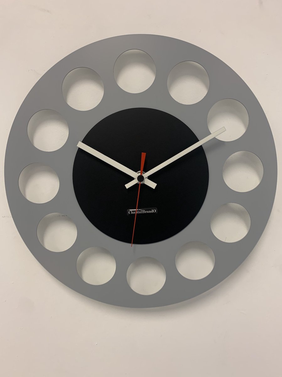 Wandklok CHANTALBRANDO -- GREY & BLACK TORNADO 40 -- MODERN DESIGN --