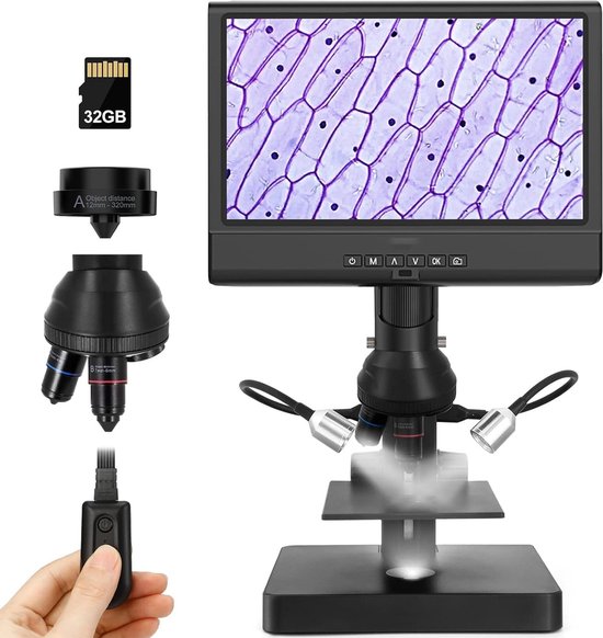 Prabensei Microscope USB Portable 1000X – Jouet Numérique Avec LED Et Connexion PC (Mac/Windows) Pour Enfants