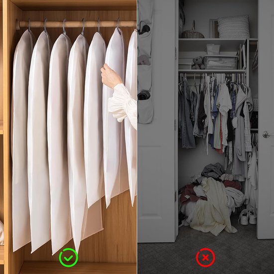 Kinderkledingtas met 5 zakken, kledingzak kort, kledinghoes voor kinderen, kledingbeschermhoes, kledinghoezen, vouw- en stoffen kasten, transparante kledinghoezen