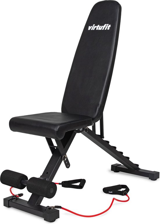 VirtuFit Fitnessbank FB100 - Opvouwbaar - Verstelbaar in 7 trainingsposities - Inclusief 3 weerstandskabels - Max 200 kg - Full-body workout
