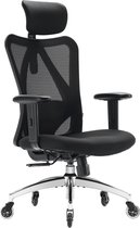 ergonomische bureaustoel met voetensteun, computer bureaustoel, verstelbare hoofdsteunen, rugleuning en armleuning mesh stoel (zwart)