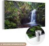 MuchoWow® Glasschilderij 120x60 cm - Schilderij acrylglas - Waterval - Natuur - Water - Foto op glas - Schilderijen