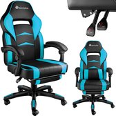 tectake® - bureaustoel gamingchair - luxe burostoel kantoorstoel - racingstoel burostoel gamestoel Comodo - zwart/azuurblauw - met voetensteun
