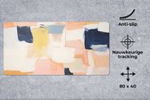 Muismat XXL - Bureau onderlegger - Bureau mat - Kunst - Abstract - Roze - Pastel - 80x40 cm - XXL muismat
