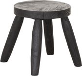 MUST Living Stool Melia Black,31xØ30 /45 cm, black recycled teakwood with natural cracks