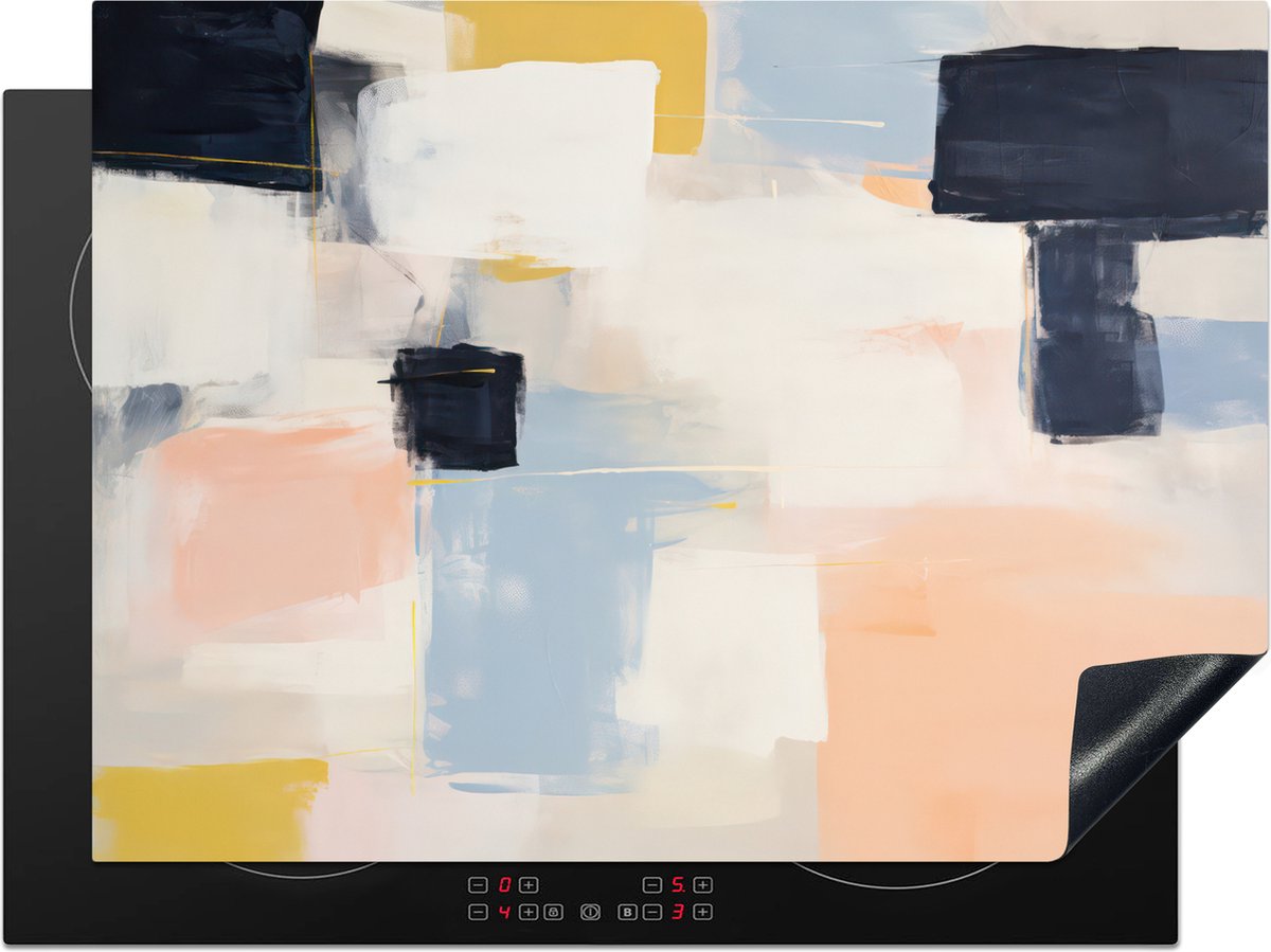 KitchenYeah® Inductie beschermer 71x52 cm - Kunst - Wit - Abstract - Modern - Kookplaataccessoires - Afdekplaat voor kookplaat - Inductiebeschermer - Inductiemat - Inductieplaat mat - Keuken decoratie