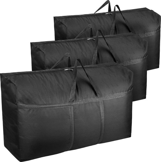 QWORK® 2 stuks 180L opbergtas met ritsen, waterdichte draagtassen van Oxford-stof voor kleding, beddengoed en meer, 100 * 58 * 28cm