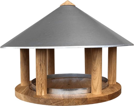 Esschert Design Table d'alimentation triangulaire avec toit en zinc FB431