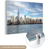 MuchoWow® Glasschilderij 90x60 cm - Schilderij acrylglas - Skyline New York - Foto op glas - Schilderijen