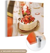 MuchoWow® Peinture sur Verre - Gâteau - Table - Fruits - 80x60 cm - Peintures sur Verre Peintures - Photo sur Glas