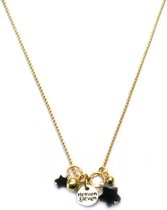 Heaven Eleven dames Ketting ballchain goud plating - zwart sterren