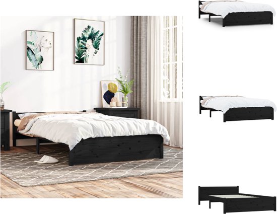 vidaXL Bedframe - Houten - Zwarte - 195.5 x 125.5 x 51 cm - Geschikt voor matras 120 x 190 cm - Bed