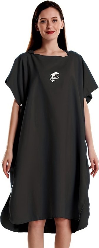 Livano Surf Poncho pour Adultes - Serviette à langer - Femme et homme - Doux - Zwart
