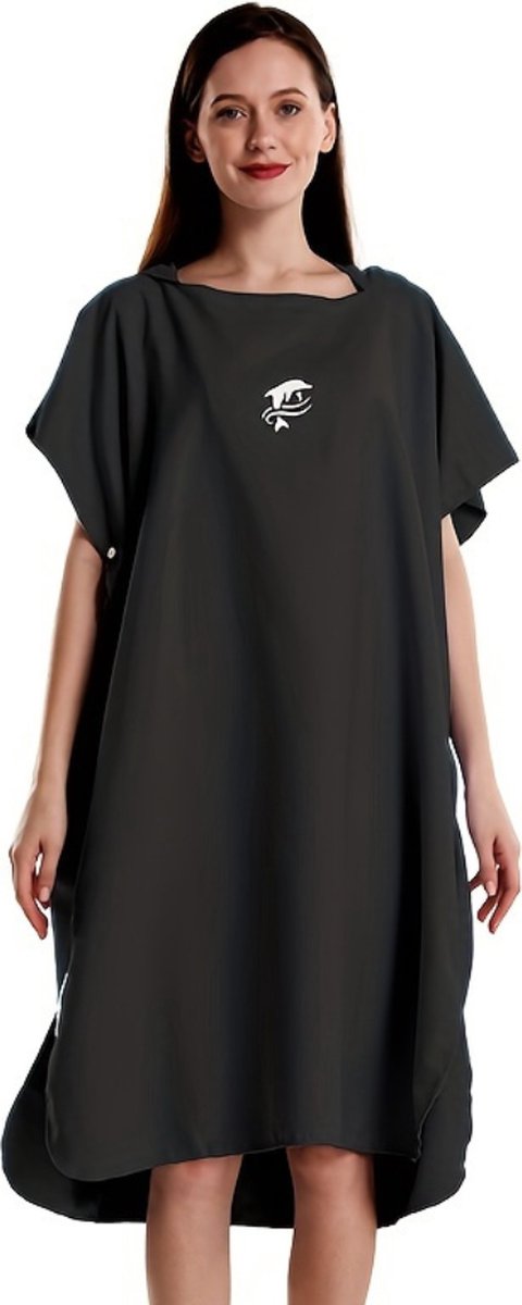 Livano Surf Poncho Voor Volwassenen - Omkleed Handdoek - Dames & Heren - Zacht - Zwart