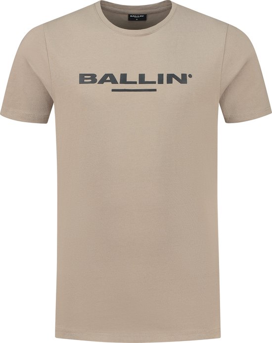 Ballin Amsterdam - Heren Regular fit T-shirts Crewneck SS - Taupe - Maat M