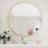 Miroir rond de 70 cm, miroir doré, miroir mural rond avec cadre en alliage d'aluminium pour salle de bain, évier, salon, chambre à coucher, Décoration murale d'entrée