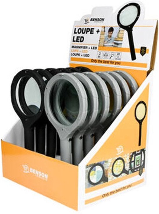 Loep/loupe/vergrootglas - 6x LED verlichting - vergrootloep - leesloep - Benson
