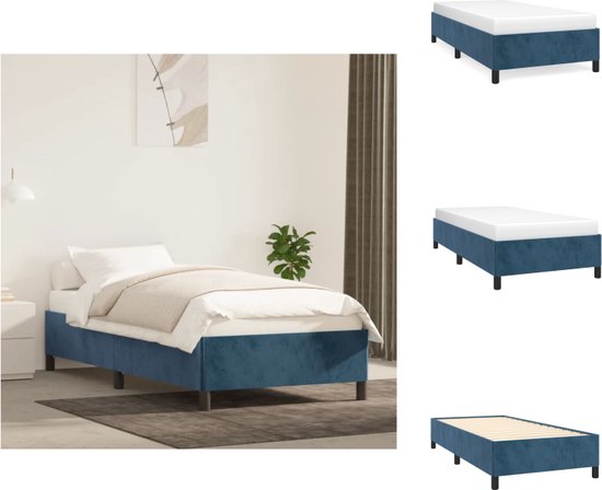 vidaXL Bedframe Donkerblauw- Stof - 203 x 103 x 35 cm - Geschikt voor 100 x 200 cm matras (niet inbegrepen) - Bed