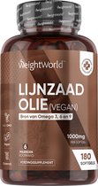 WeightWorld Lijnzaadolie capsules - Omega 3, 6 en 9 Lijnzaadolie 1000mg - Voor 6 maanden voorraad