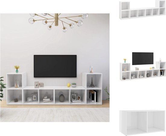 vidaXL TV-meubel - Klassiek Hoogglans Wit - 72 x 35 x 36.5 cm - Kast