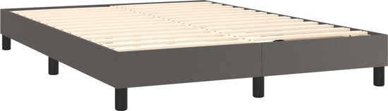 vidaXL Lit à sommier tapissier - Simili cuir - Grijs - 193 x 147 cm - Tête de lit réglable - Matelas à ressorts ensachés - Soutien mi-ferme - Surmatelas doux pour la peau - Lit