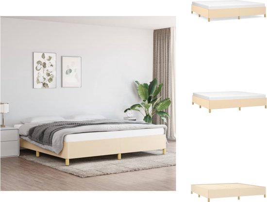 vidaXL Bedframe - Duurzaam - Multiplex lattenbodem - Creme - 203 x 203 x 35 cm (L x B x H) - Geschikte matras- 200 x 200 cm - vidaXL - Bed