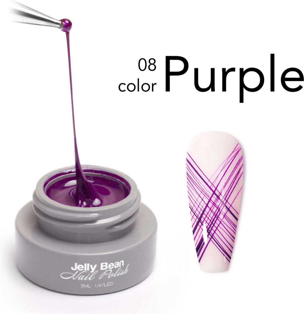 Jelly Bean Nail Polish spider gel Paars nail art gel Purple UV gellak 5ml