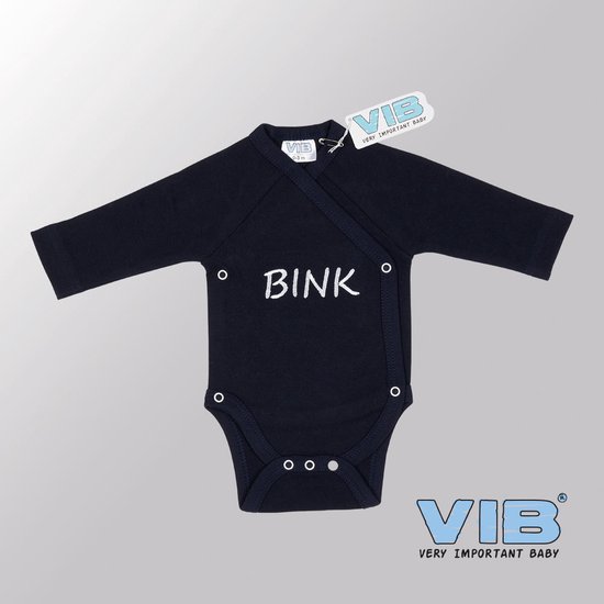 VIB® - Rompertje (overslag) Luxe Katoen - BINK (Navy Blauw) - Babykleertjes - romper - rompertjes - rompertjes met tekst - baby cadeau - baby aankondiging - overslagromper