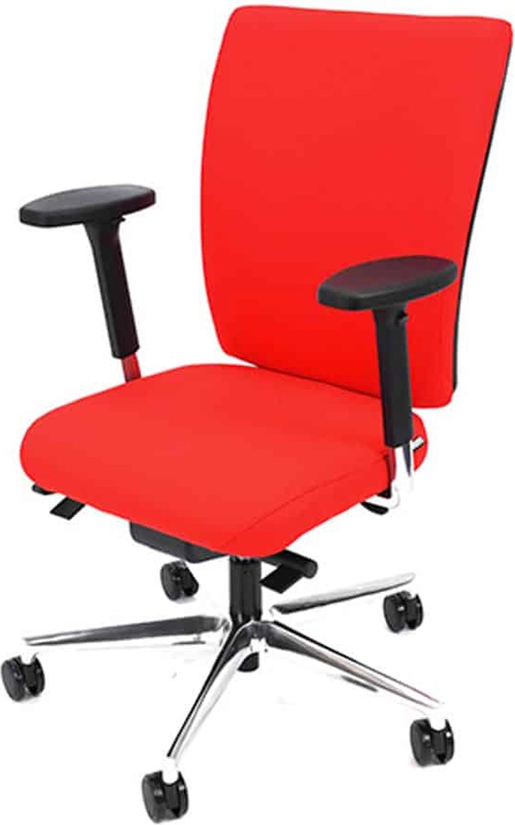 ABC Kantoormeubelen bureaustoel ergon npr-1813/en-1335 metalen voetkruis, multifunctionele wielen in rood