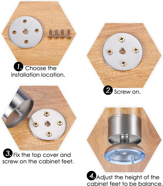 Stalen meubelpoot rvs look rond ø 2,5 cm en hoogte 4 cm (M8 Stalen meubelpoot rvs look rond ø 2,5 cm en hoogte 4 cm (M8