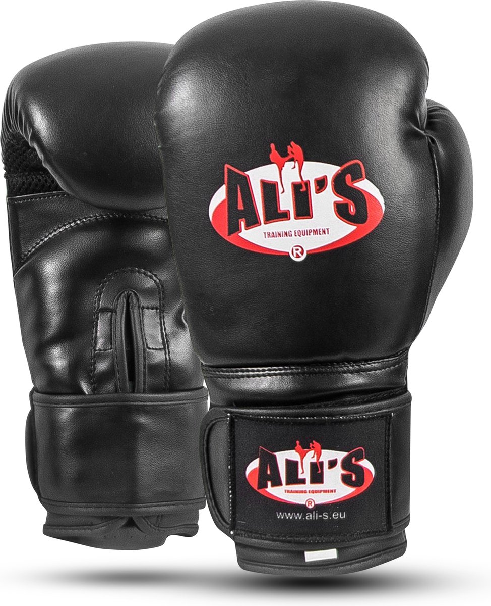Ali's Fightgear BT GO - Premium Bokshandschoenen Zwart 14 oz M/L - Perfect voor Boksen, Kickboksen & Thaiboksen - bokshandschoenen kinderen - bokshandschoenen heren - bokshandschoenen dames - kickboks handschoenen - bokshandschoenen 12 oz - Bokszak