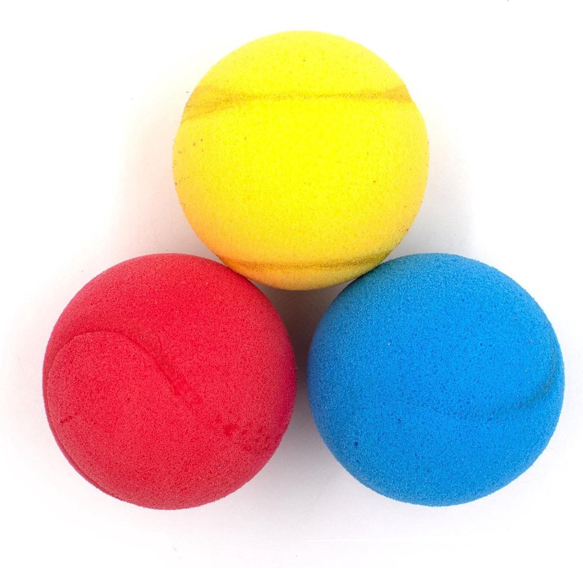 Kyto - 3 stuks tennisbal / softbal foam 7cm - rood/geel/blauw