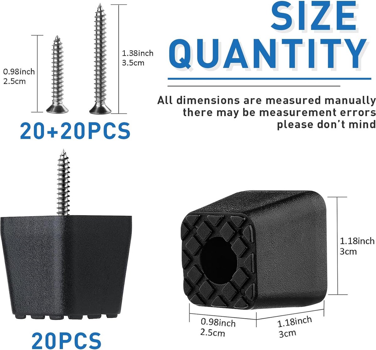 Knpwer 120 Stuks Ronde Zwarte Rubberen Voetjes Bumpers Pads, 5 maten Rubberen Voetjes Bumpers Pads, met ingebouwde roestvrijstalen ring voor snijplank, versterkers, kast, bureau, tafels, banken (120