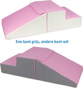 Mini glijbaan Roze-Grijs-Wit, Zachte Soft Play Foam Blokken 2-delige set | grote speelblokken | motoriek baby speelgoed | foamblokken | reuze bouwblokken | Soft play peuter speelgoed | schuimblokken