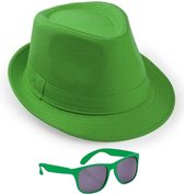 Ensemble de déguisement de carnaval - chapeau et lunettes de party - vert - adultes