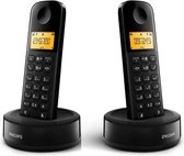 Téléphone DECT sans fil Philips avec 2 combinés avec grand écran 4,1 cm et identification de l'appelant - Zwart
