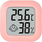 Jumada's - Roze Hygrometer Weerstation Luchtvochtigheidsmeter/Thermometer - Incl. Batterij & Plakstrip! - Hygrometer kinderkamer - Weer station meisjes kamer