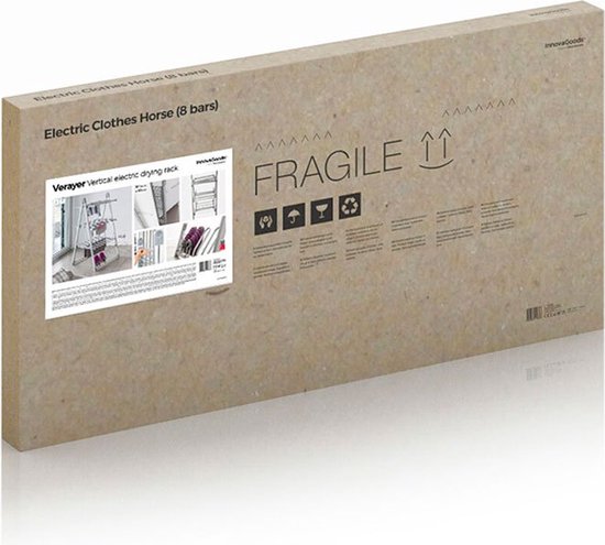 InnovaGoods - Opvouwbaar Elektrisch Kledingdroogrek Verayer 30 Stangen, 300W, Temperatuur max. 50-55 ºC, Inclusief: 4 houders voor het drogen van schoenen